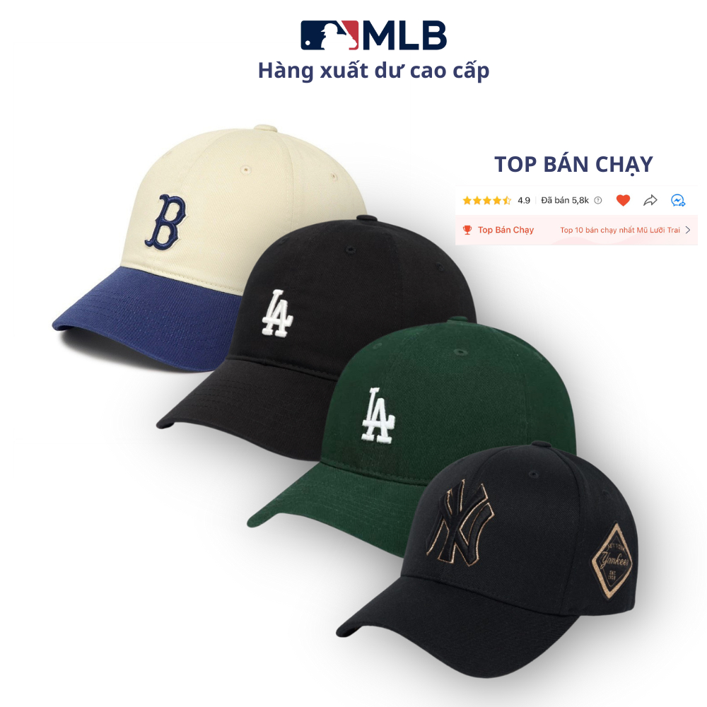 Mũ lưỡi trai MLB thêu chữ LA hàng xuất dư cao cấp phong cách Hàn Quốc