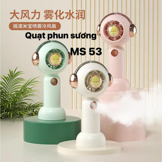 Quạt phun sương mini cầm tay kiểu hoạt hình dễ thương có cổng sạc