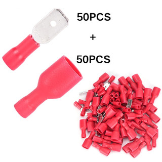 Đầu nối dây điện cách nhiệt (50 cặp xanh/đỏ) - Đầu cos giắc cắm cách điện