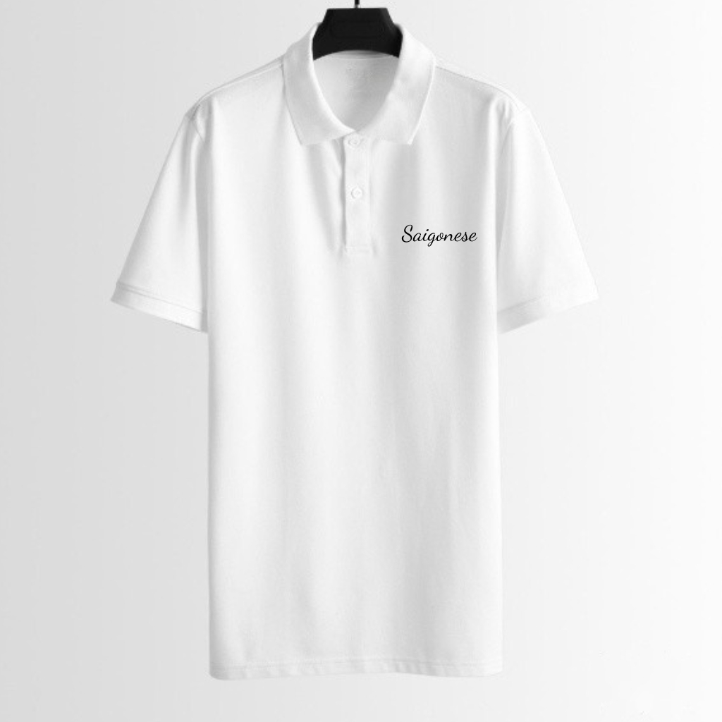 Áo polo nam họa tiết Saigonese chất thoáng khí thoải mái vải cotton trơn BASIC.