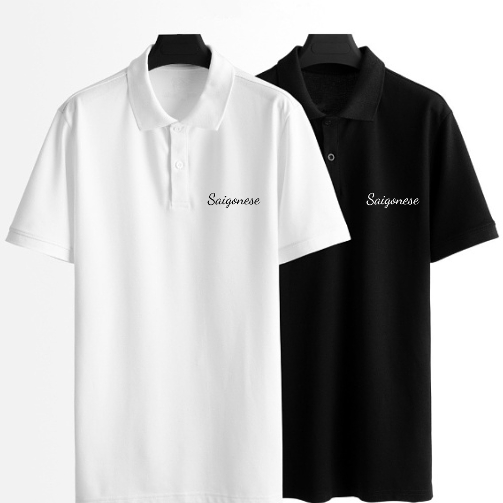 Áo polo nam họa tiết Saigonese chất thoáng khí thoải mái vải cotton trơn BASIC.