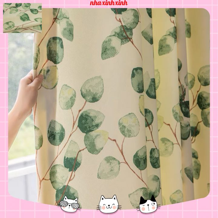 Rèm vải dán tường chống nắng,rèm dán cửa trang trí decor-Dây lá xanh