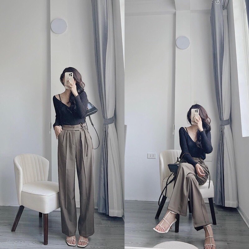 Áo len mỏng 2 dây trễ vai Samhyewear