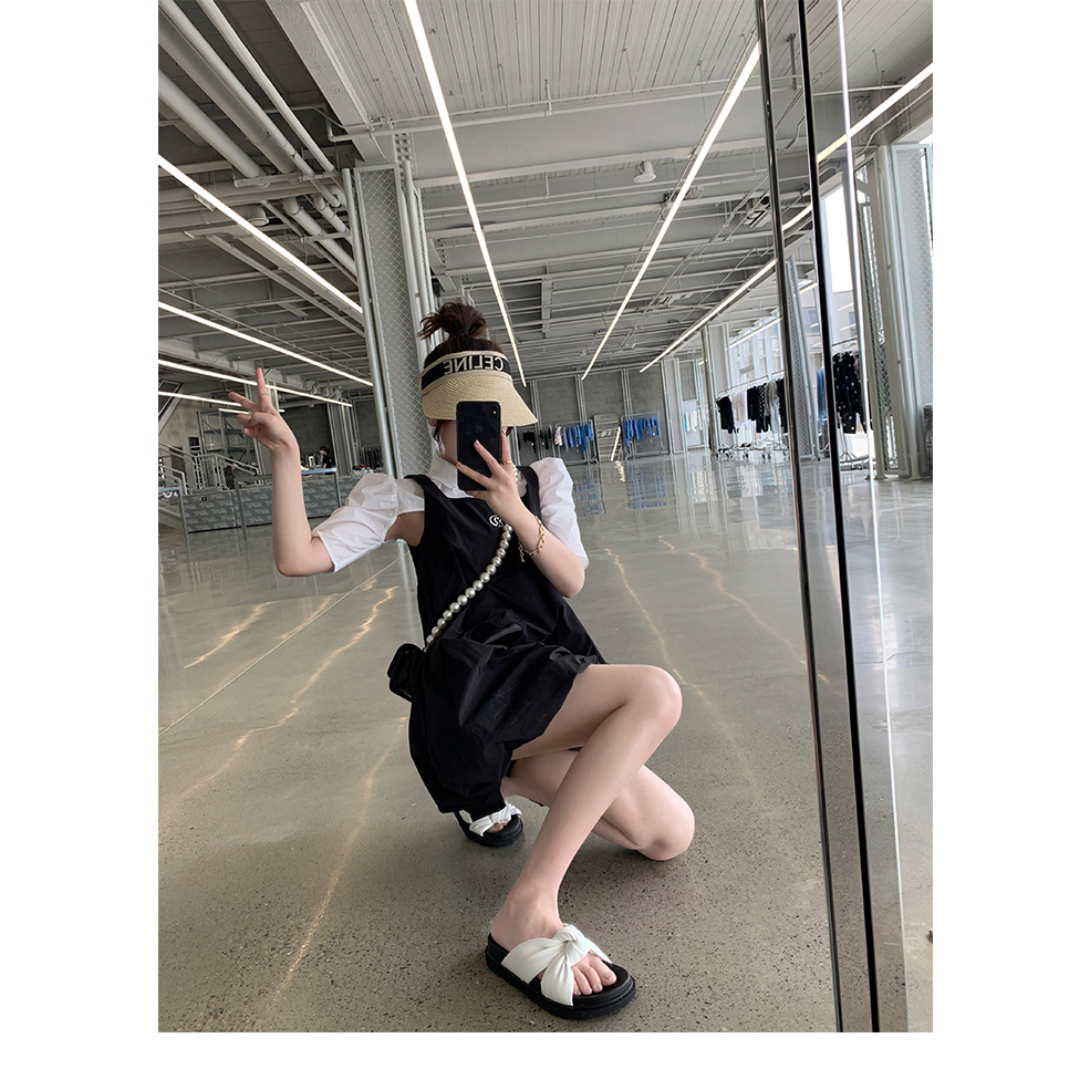 Dép sandal đế dày nơ chéo phong cách vintage tiêu thư hàn quốc hot trend mùa hè 2023 - kem, đe, - 3.5cm