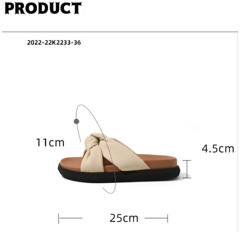 Dép sandal đế dày nơ chéo phong cách vintage tiêu thư hàn quốc hot trend mùa hè 2023 - kem, đe, - 3.5cm