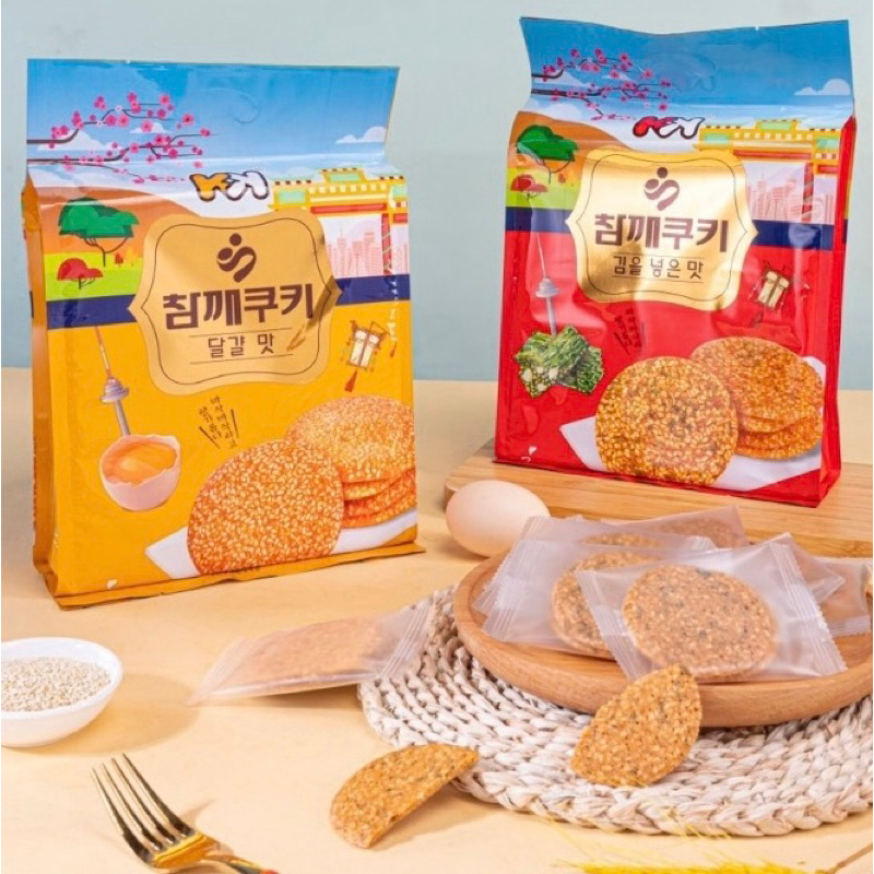 Bánh quy mè rong biển và trứng KK Hongkong - 336g, ăn vặt ngon rẻ TaNo