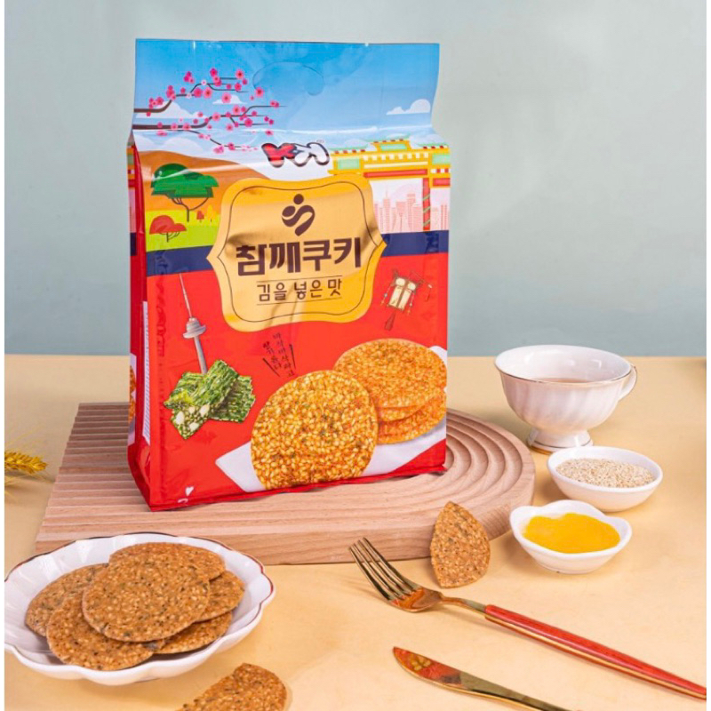 Bánh quy mè rong biển và trứng KK Hongkong - 336g, ăn vặt ngon rẻ TaNo