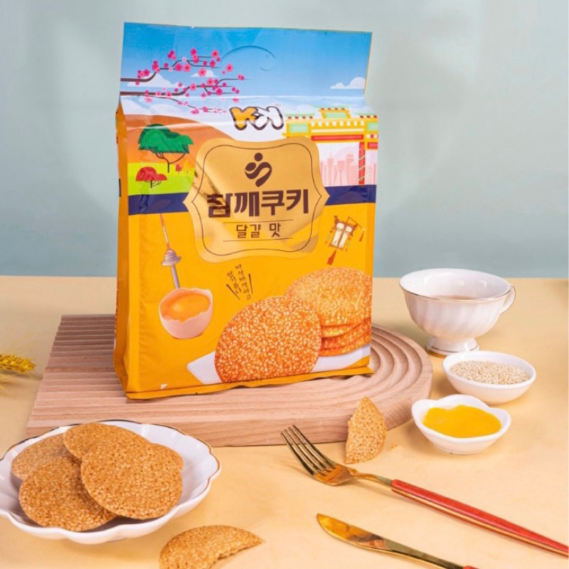 Bánh quy mè rong biển và trứng KK Hongkong - 336g, ăn vặt ngon rẻ TaNo