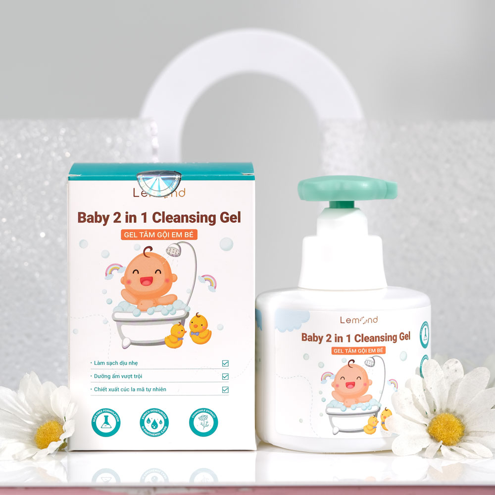 Sữa Tắm Gội Cho Bé Dịu Nhẹ LEMOND Baby 2 in 1 Cleansing Gel 300ml Chiết Xuất Cúc La Mã