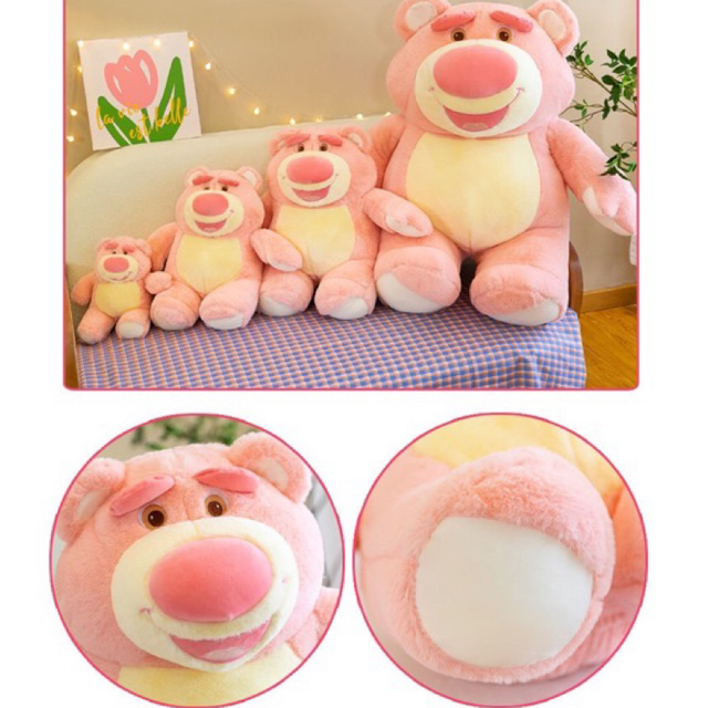 Gấu bông gấu dâu losto hồng nhạt size đại - 90cm siêu cưng hàng order 2 tuần