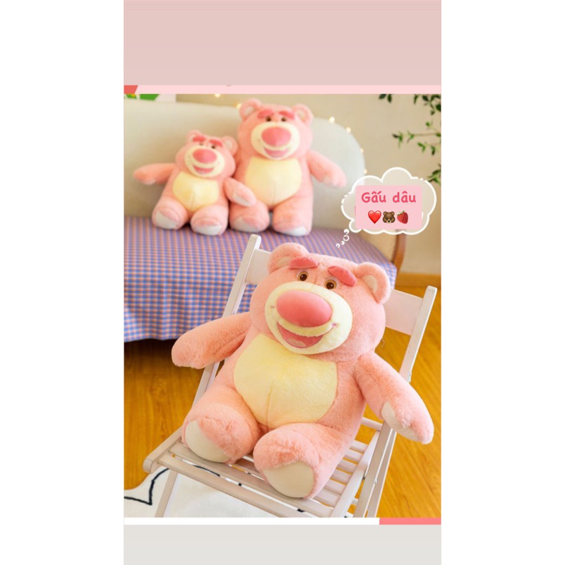 Gấu bông gấu dâu losto hồng nhạt size đại - 90cm siêu cưng hàng order 2 tuần