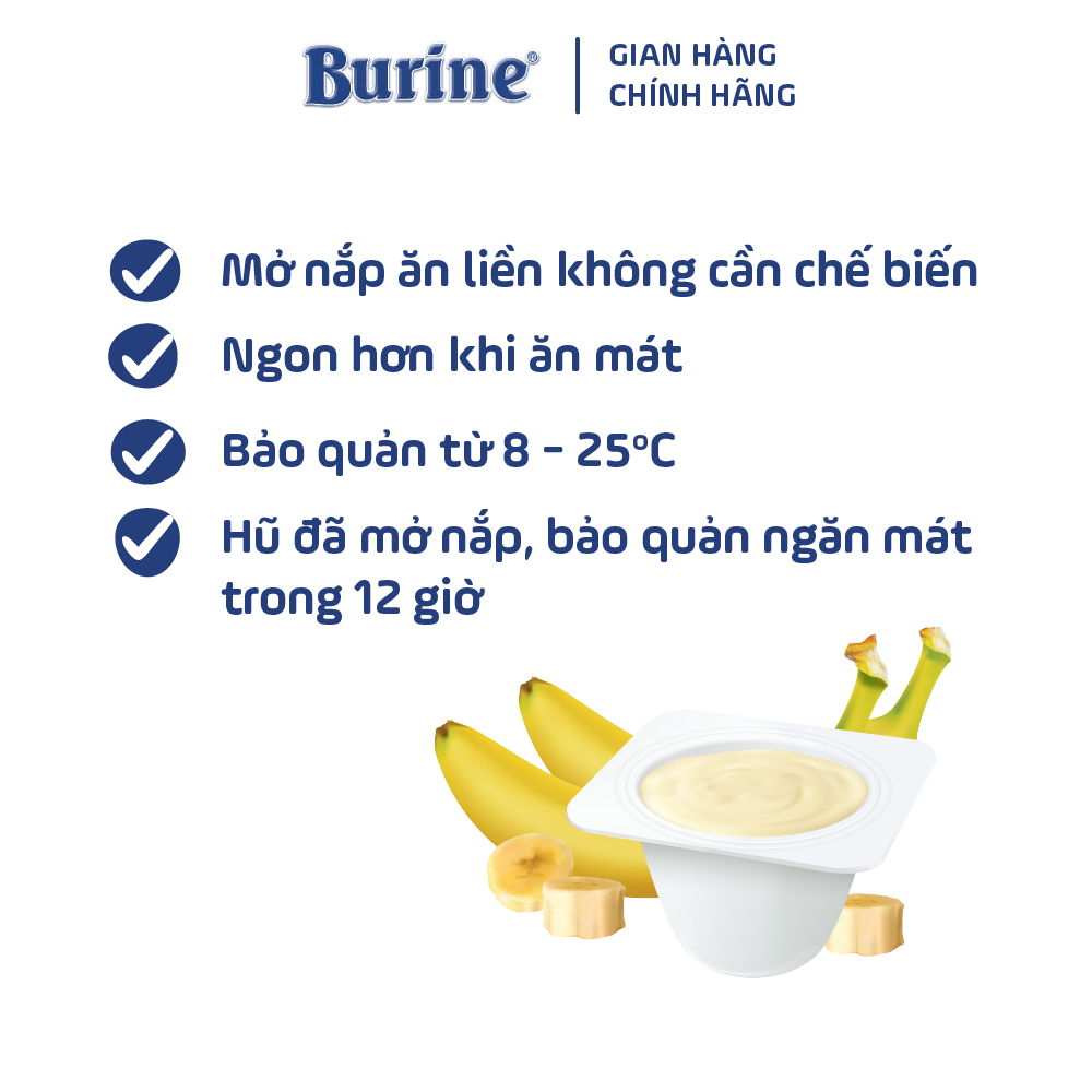 Pudding Ăn Dặm Burine Vị Chuối Dành Cho Trẻ Từ 6 Tháng Tuổi