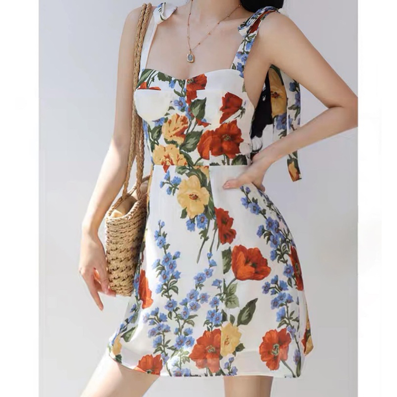 Order 15 ngày- Đầm hoa thắt dây bảng to