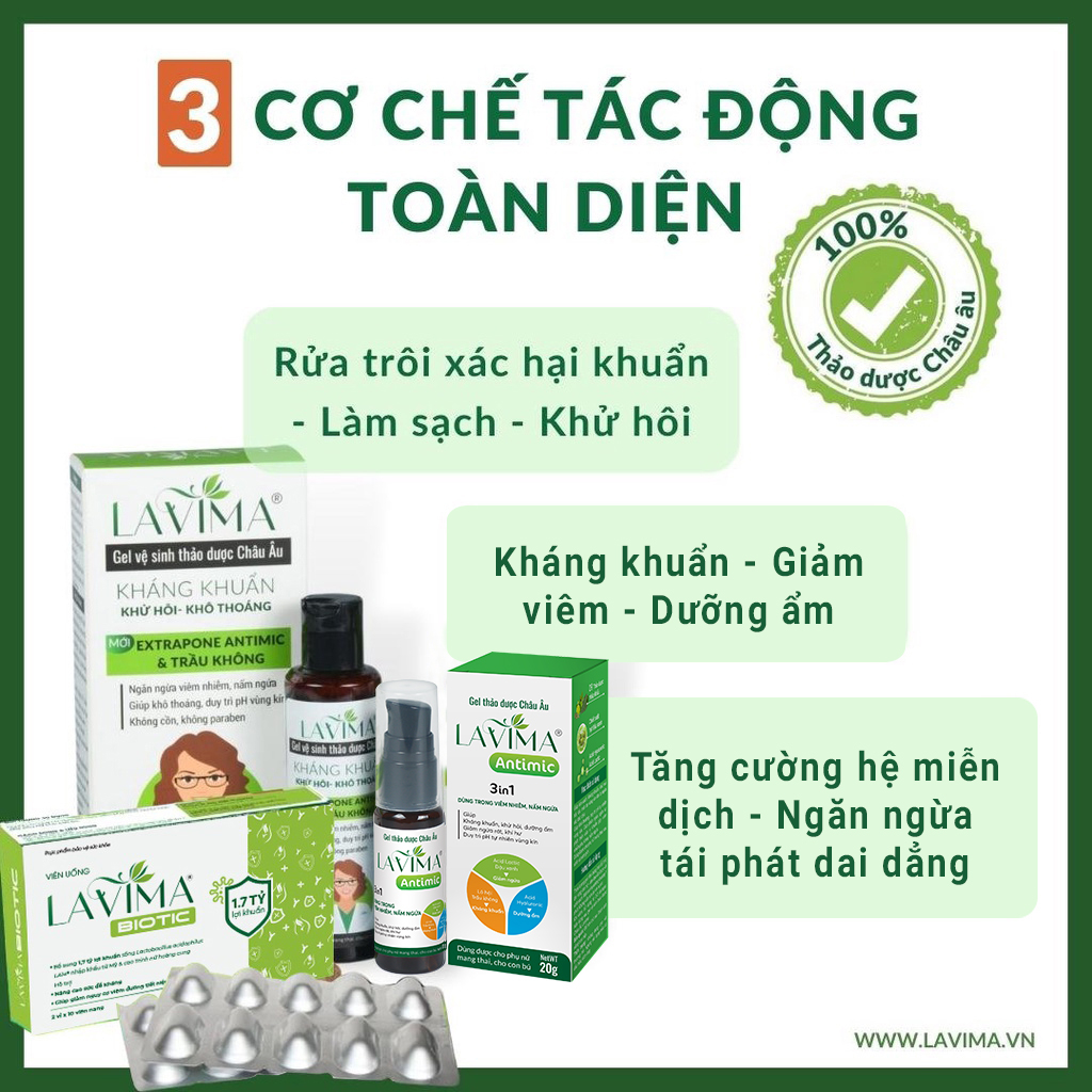 Combo Liệu Trình 1 Tháng - Bộ Sản Phẩm Phụ Khoa LAVIMA Cho Tác Động Tối Đa