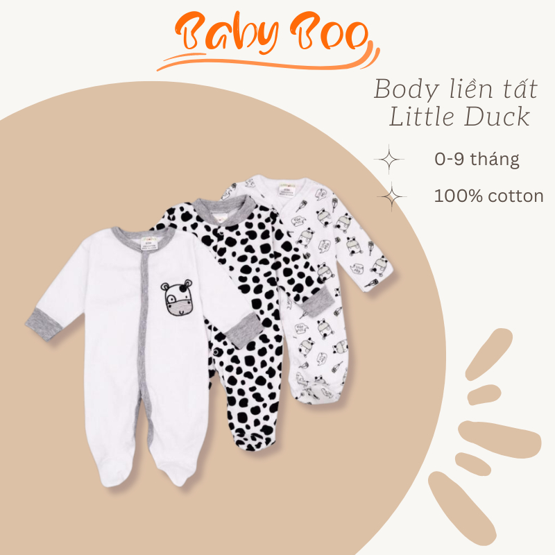 Body liền tất Little Duck cho bé 0-9m chọn mẫu set 3 bộ, chất liệu 100% cotton mặc thu xuân thoáng mát Babyboo