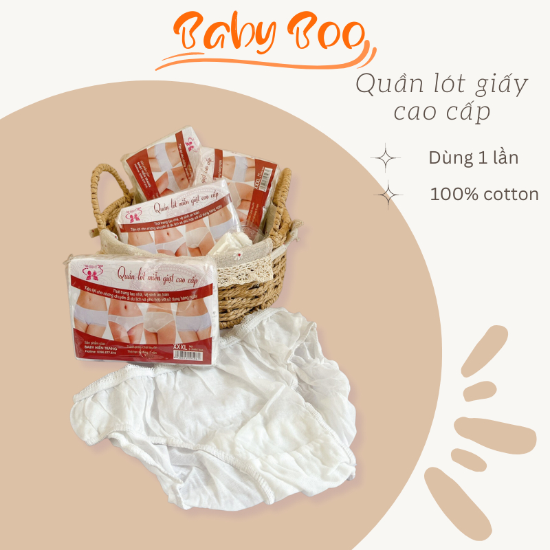 Quần lót giấy cao cấp Baby Tuyết Lan chất liệu cotton 100%, dùng 1 lần,sử dụng khi đi du lịch, mẹ bầu sau sinh-Babyboo