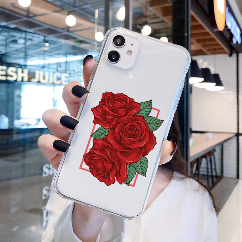 Ốp lưng Iphone viền vuông hoa hồng cực đẹp 6/7/8Plus X XS xr xsmax 11/12/13/14pro prm uh189