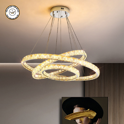 Đèn thả trần pha lê cao cấp bản dày 5CM 3 chế độ sáng trang trí phòng ngủ phòng khách hiện đại bảo hành 24 tháng