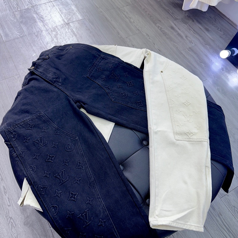 ⚡️ - Quần Jeans Luon Vuituoi Monogram Workwear Denim,  Quần bò jeans ống suông LV
