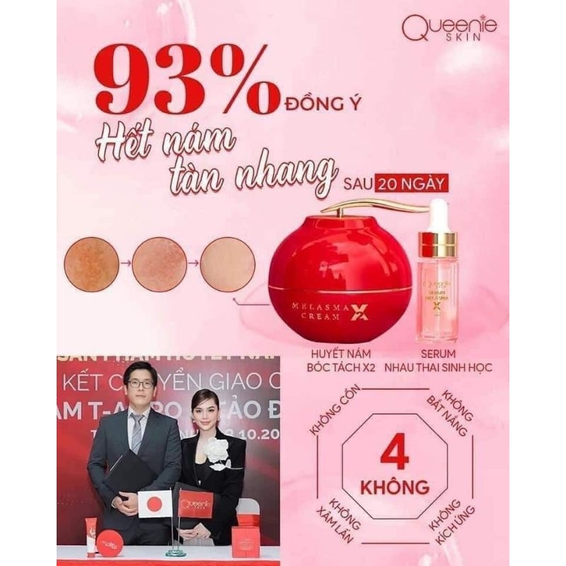 Kem nám Queenie Skin xoá mọi vết nám tàn nhang đốm nâu trên da( tặng kèm 1 chai serum mini)