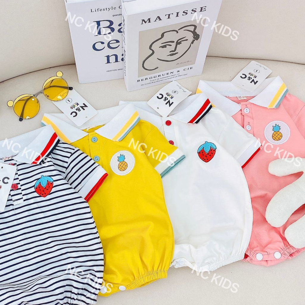 Bộ Liền Thân Áo Cổ Bẻ Cho Bé Kiểu Dáng Hàn - Quần Áo Sơ Sinh Body Chip Chất Cotton Cho Bé Trai Bé Gái