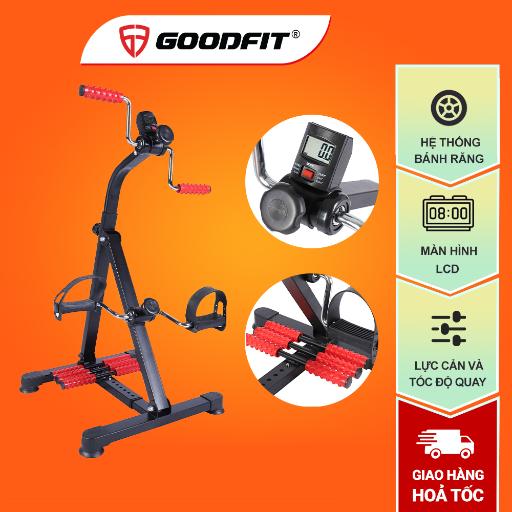 Xe đạp tập thể dục tại nhà, trị liệu chính hãng GoodFit GF005PE có bánh răng mát-xa, đồng hồ đếm số tự động