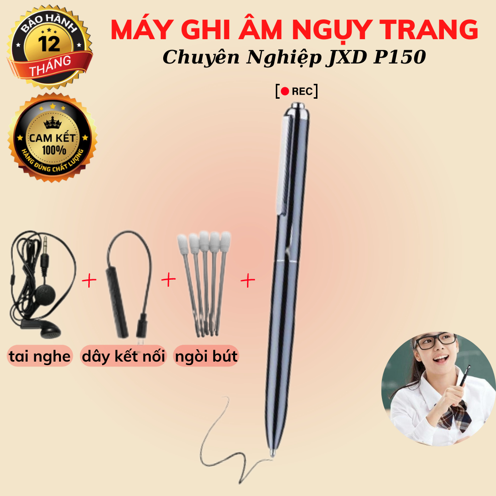 Máy ghi âm P150 V2 Bộ Nhớ 32GB máy ghi âm nhỏ gọn ,thời trang kín đáo ,lưu liên tục lên đến 3,5 ngày - Bảo Hành 1 đổi 1