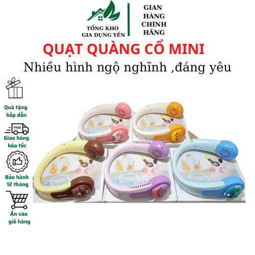 Quạt Đeo Cổ Hình Thú Wind 3D,Quạt Mini Siêu Cute ,Sạc Tích Điện USB 3 Cấp Độ Gió Siêu Mát