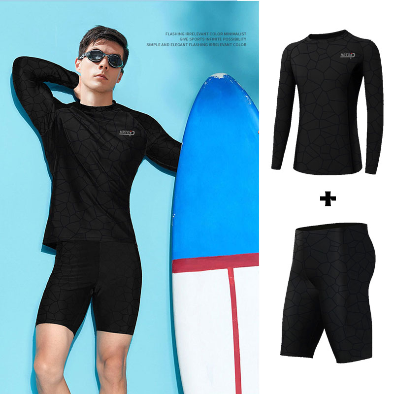 INS style hàn quốc người đàn ông áo dài tay áo dài năm phút bơi bơi bơi tập thể dục tốc độ lướt sóng swimsuit dệt
