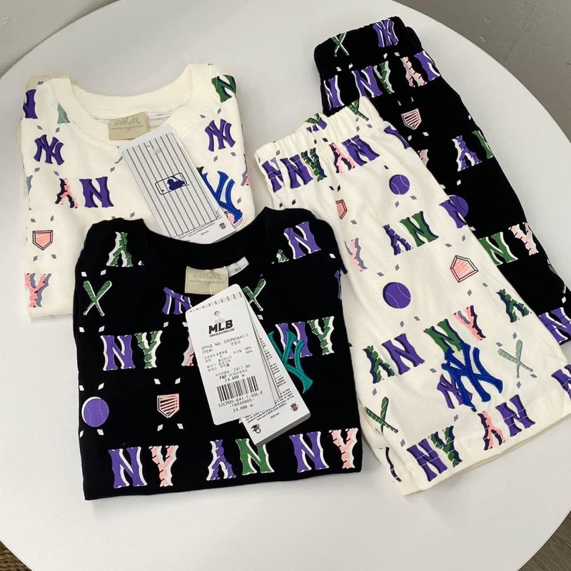 T758 - BỘ ĐÙI BÉ MLB NY CHỮ XANH TÍM