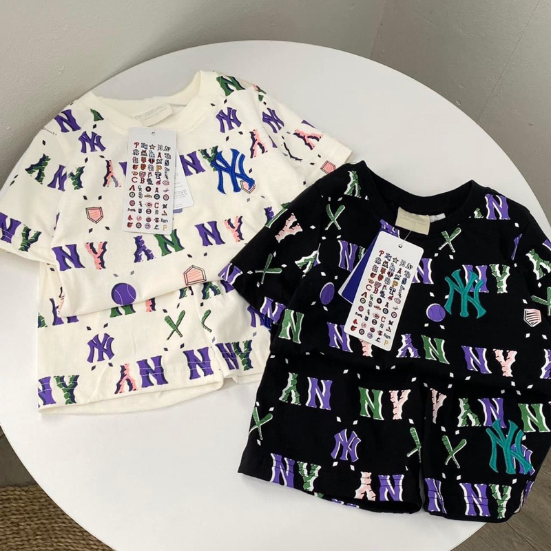 T758 - BỘ ĐÙI BÉ MLB NY CHỮ XANH TÍM