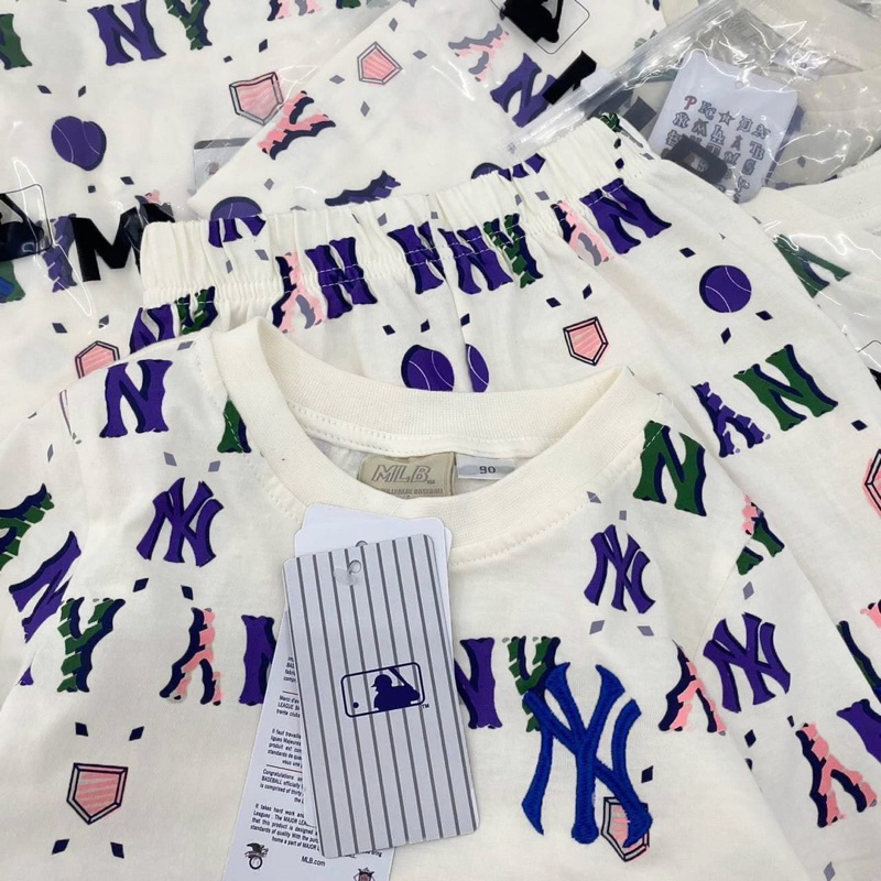 T758 - BỘ ĐÙI BÉ MLB NY CHỮ XANH TÍM