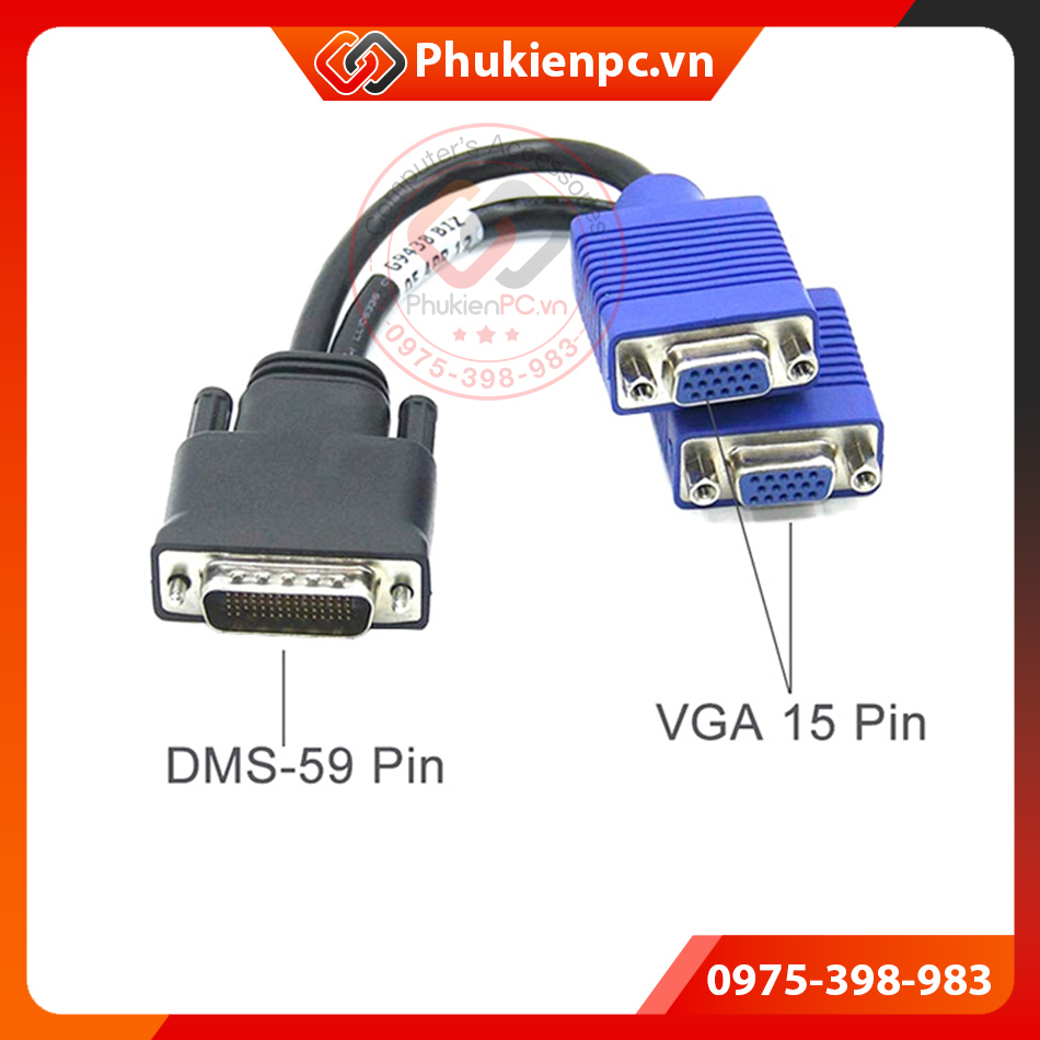 Dây cáp chuyển đổi DMS59 DVI sang 2 VGA, kết nối Card đồ họa VGA ra hai màn hình VGA, Cáp VGA, máy chiếu
