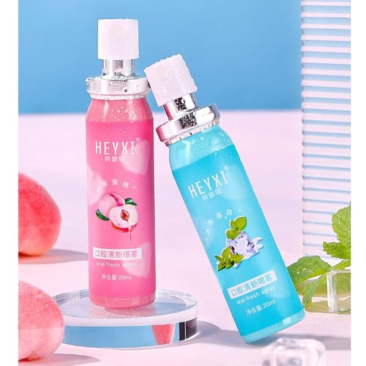 Xịt thơm miệng HEYXI vị đào/ bạc hà kháng khuẩn thơm mát - giúp ngăn ngừa vi khuẩn - cho hơi thở thơm mát MP76