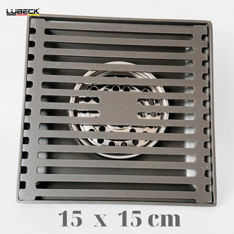 Ga thoát sàn 15 x 15 H inox 304 Phủ Nano , phễu thoát sàn ngăn mùi chặn rác thông minh - Lubeck