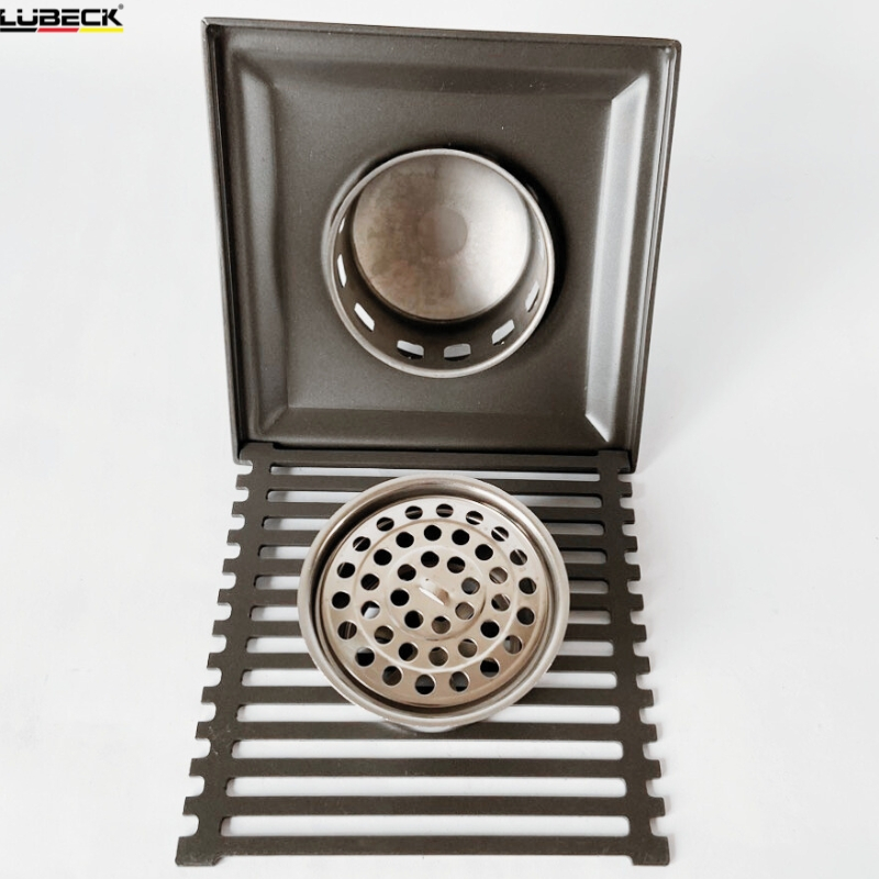 Ga thoát sàn 15 x 15 H inox 304 Phủ Nano , phễu thoát sàn ngăn mùi chặn rác thông minh - Lubeck