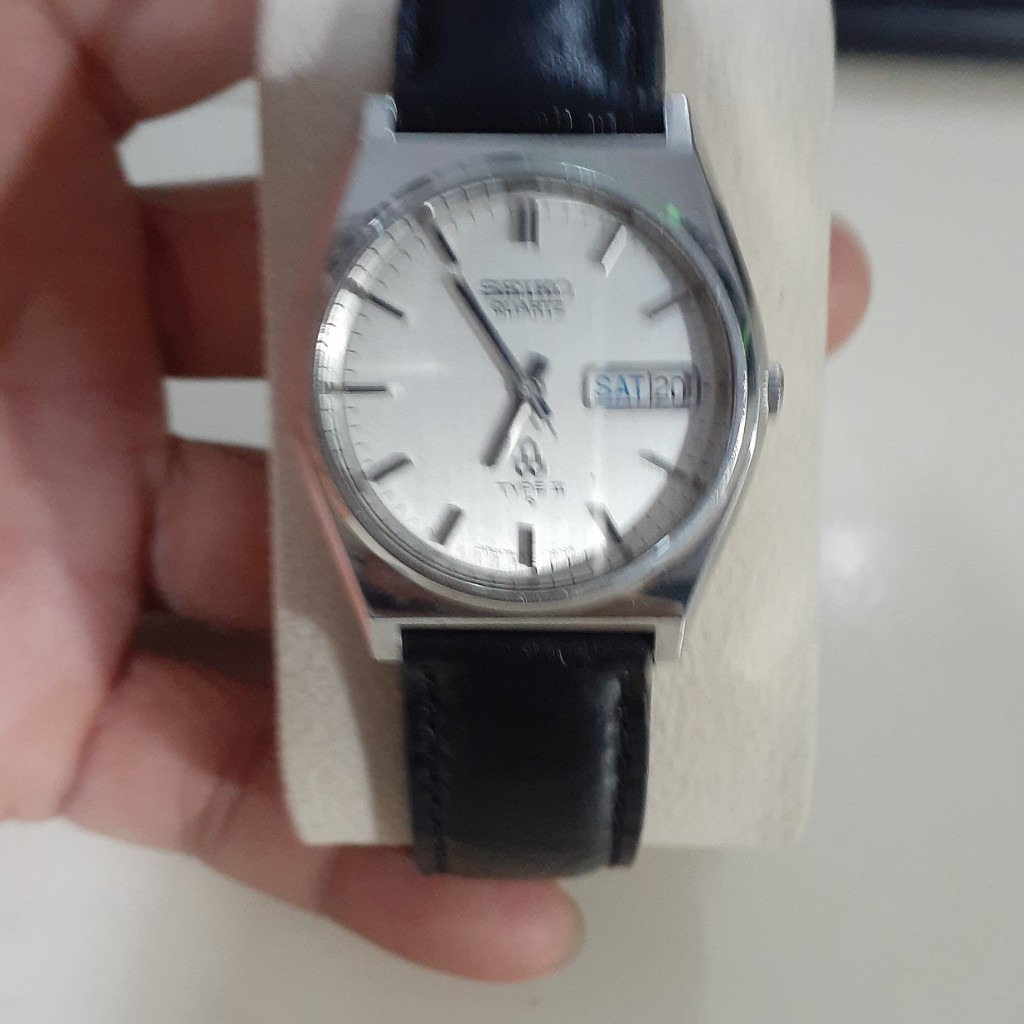 Đồng hồ nam Seiko type II Vintage cổ điển dây da có lịch nội địa si Nhật