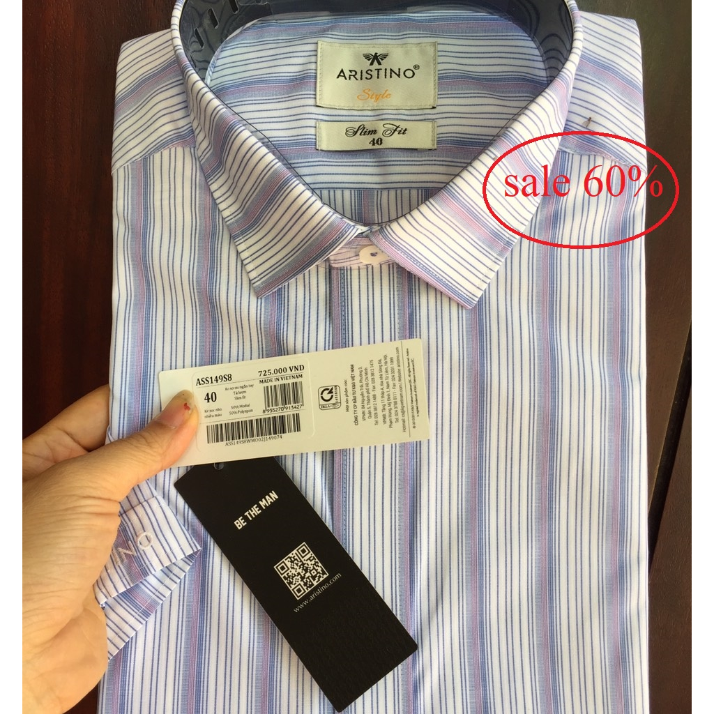 Sale 70& áo sơ mi Aristino ASS149S8 slimfit, chất sợi modal