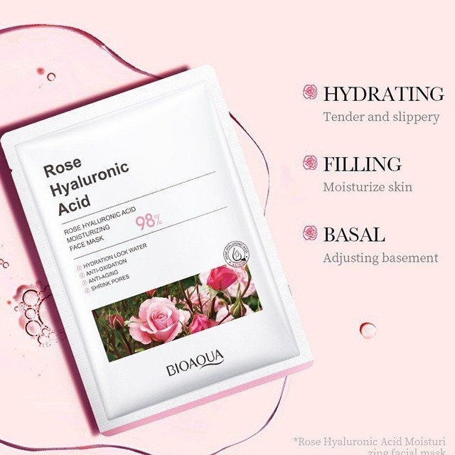 Mặt Nạ BIOAQUA Chiết Xuất Hoa Hồng Rose Hyaluronic Acid Dưỡng Ẩm trắng da