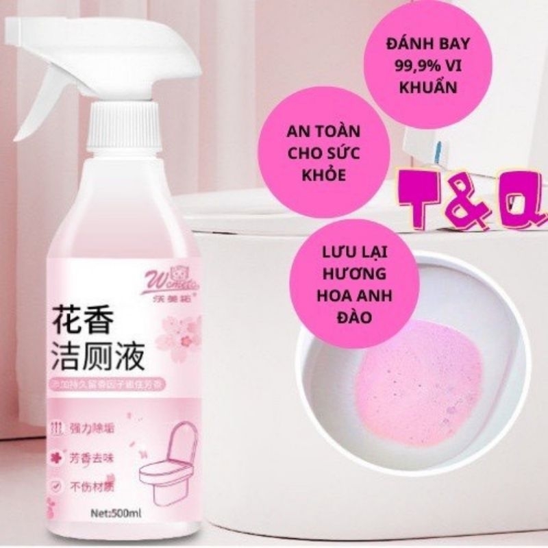 Chai Xịt Tẩy Rửa Bồn Cầu, Nhà Vệ Sinh 500ml Siêu Sạch Hương Nước Hoa Anh Đào, Khử Khuẩn Đa Năng-minky store