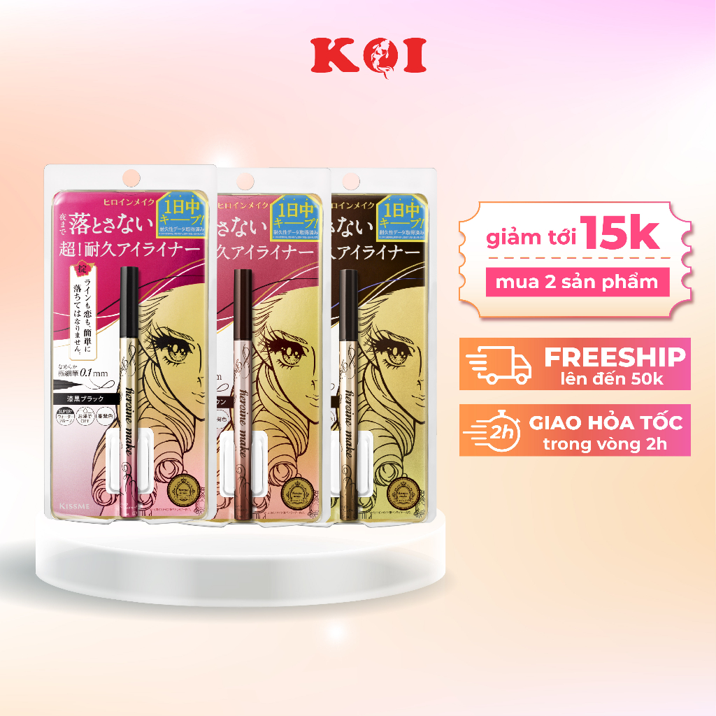 Bút kẻ mắt nước Kiss Me Heroine Make Prime Liquid Eyeliner Rich Keep chống trôi siêu mảnh 6g JPKOI