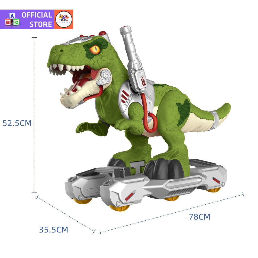 Xe Chòi Chân Khủng Long Phun Khói Tyrannosaurus Rex Cho Bé, Xe Trượt Scooter Có Bánh Cỡ Lớn Có Hiệu Ứng Đèn Và Nhạc
