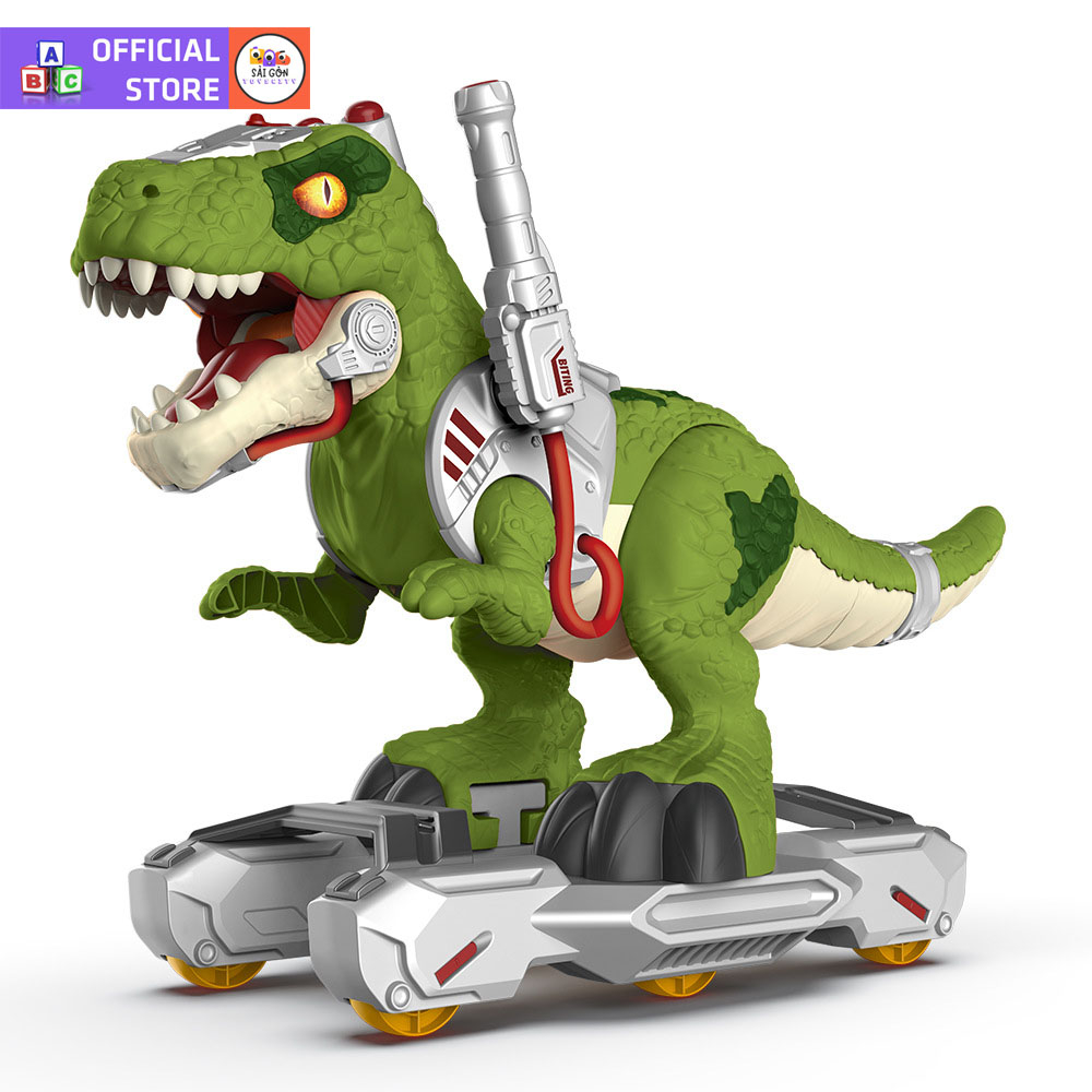 Xe Chòi Chân Khủng Long Phun Khói Tyrannosaurus Rex Cho Bé, Xe Trượt Scooter Có Bánh Cỡ Lớn Có Hiệu Ứng Đèn Và Nhạc