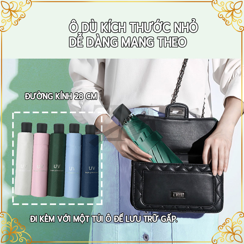 Ô gấp gọn che nắng,Dù Che Mưa Ngăn Nắng Ngăn Tia UV,che mưa ô dù có lớp chống tia UV bảo vệ da