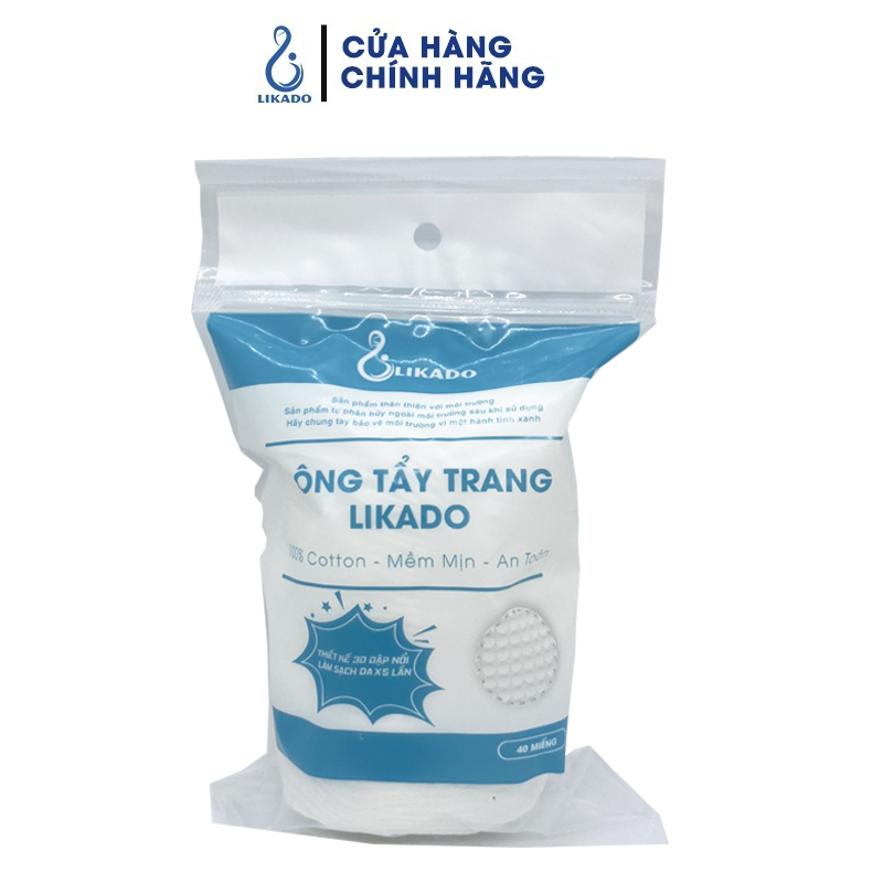 Bông tẩy trang Liakdo 40 miếng ( bông cây)