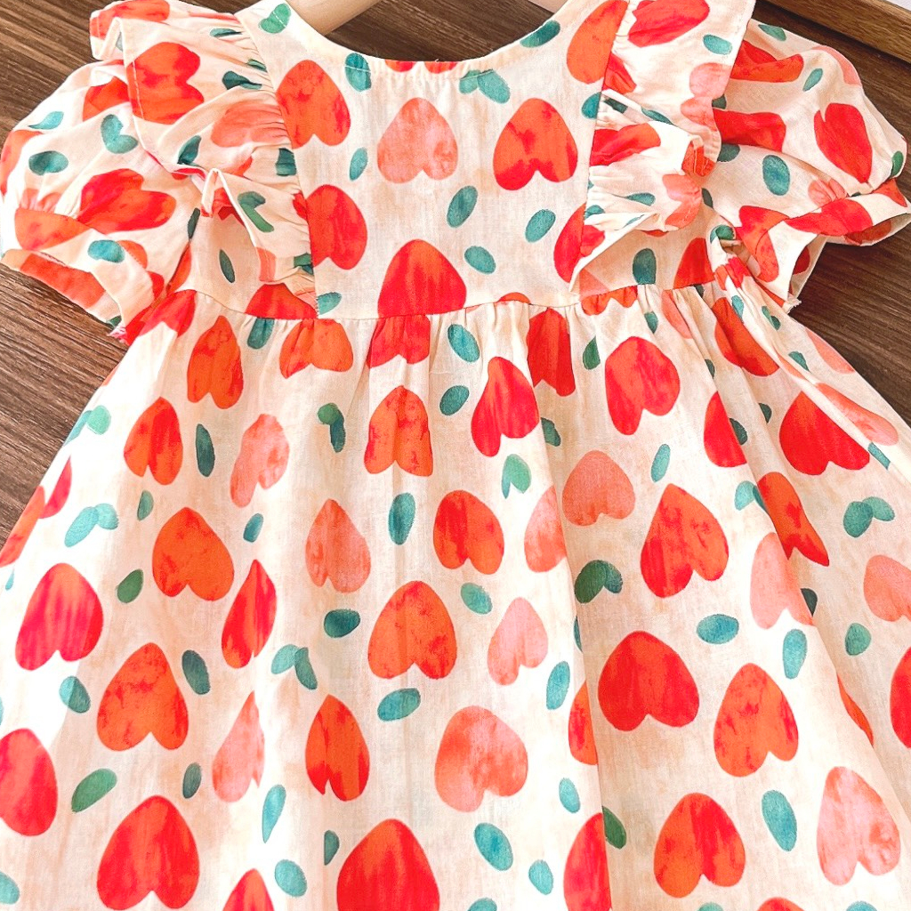 VÁY BÉ GÁI CỘC TAY BÈO VAI - Cotton Thoáng Mát Thấm Hút Mồ Hôi MT1096