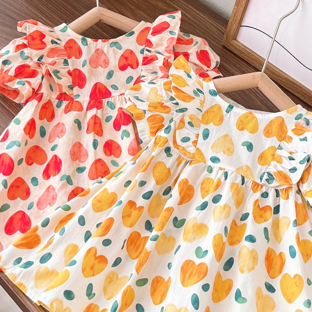 VÁY BÉ GÁI CỘC TAY BÈO VAI - Cotton Thoáng Mát Thấm Hút Mồ Hôi MT1096