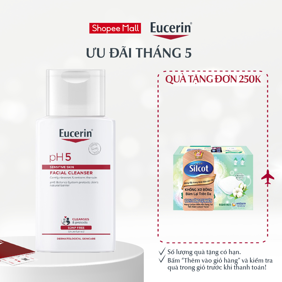 Sữa Rửa Mặt Dịu Nhẹ Cho Da Nhạy Cảm Eucerin pH5 Sensitive Skin Facial Cleanser 100ml
