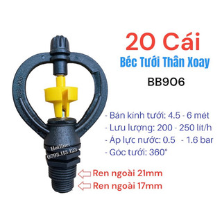 Bộ 20 béc tưới thân xoay 2 tia bb906 ren ngoài 17/21 ly