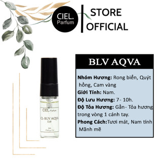 Nước hoa nam CL BLV AQVA Edt 3ml cao cấp chính hãng CIEL Parfum phong cách tươi mát, nam tính, mãnh mẽ CP18